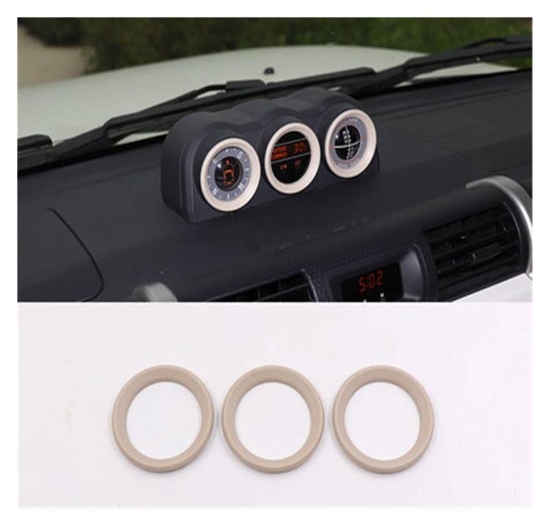 OGONGXM Kompatibel mit Toyota FJ Cruiser Compass, dekorativer Rahmen, Triptychon-Kombinations-Kompass-Aufkleber, FJ-Armaturenbrett-Kompass, Auto-Styling-Innenraum(Beige Inside) von OGONGXM