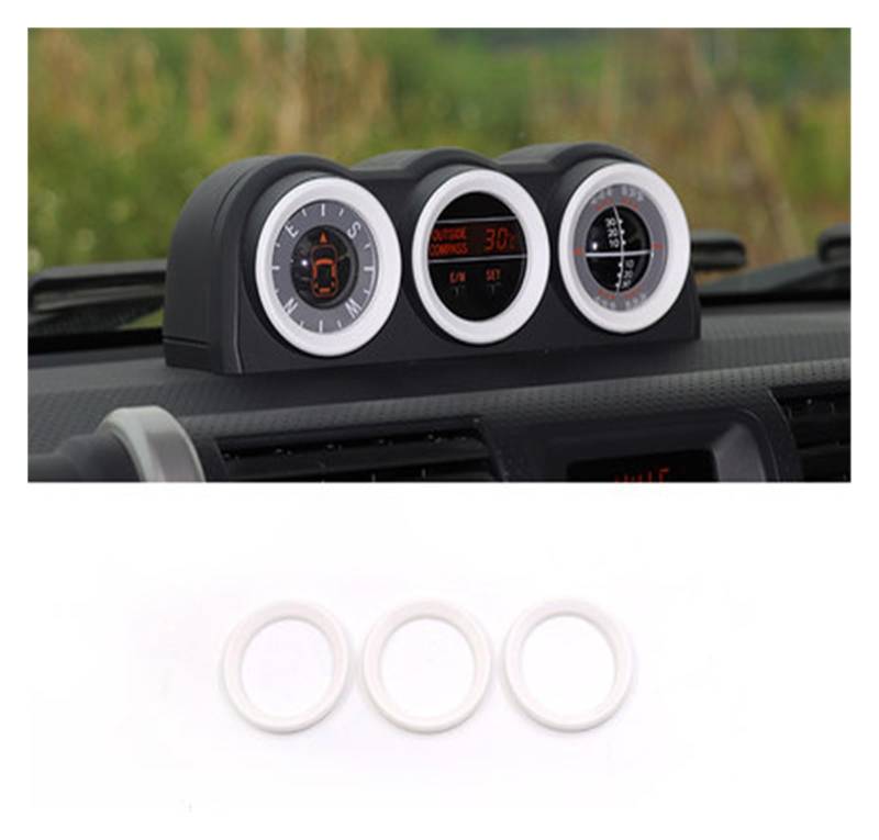OGONGXM Kompatibel mit Toyota FJ Cruiser Compass, dekorativer Rahmen, Triptychon-Kombinations-Kompass-Aufkleber, FJ-Armaturenbrett-Kompass, Auto-Styling-Innenraum(White Inside) von OGONGXM