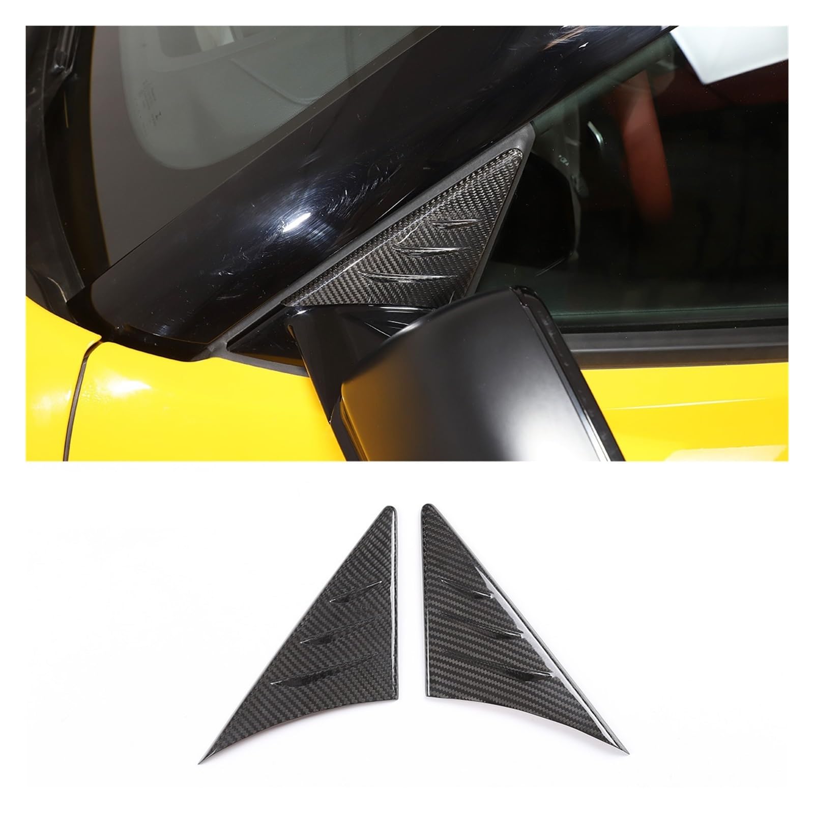 OGONGXM Kompatibel mit Toyota GR Supra A90 2019–2022, echte Kohlefaser, Auto-Rückspiegel, Seitenfenster, A-Säule, Dreiecksabdeckung, Verkleidungsaufkleber(Carbon Fiber Black) von OGONGXM