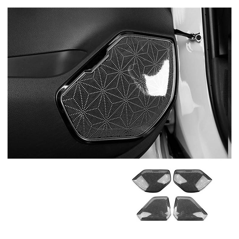 OGONGXM Kompatibel mit Toyota RAV4 XA50 2019 2020 2021 2022 2023 2024 RAV 4 Hybrid Edelstahl-Autotür-Stereo-Audio-Hochtöner-Lautsprecherabdeckungsaufkleber(Black) von OGONGXM
