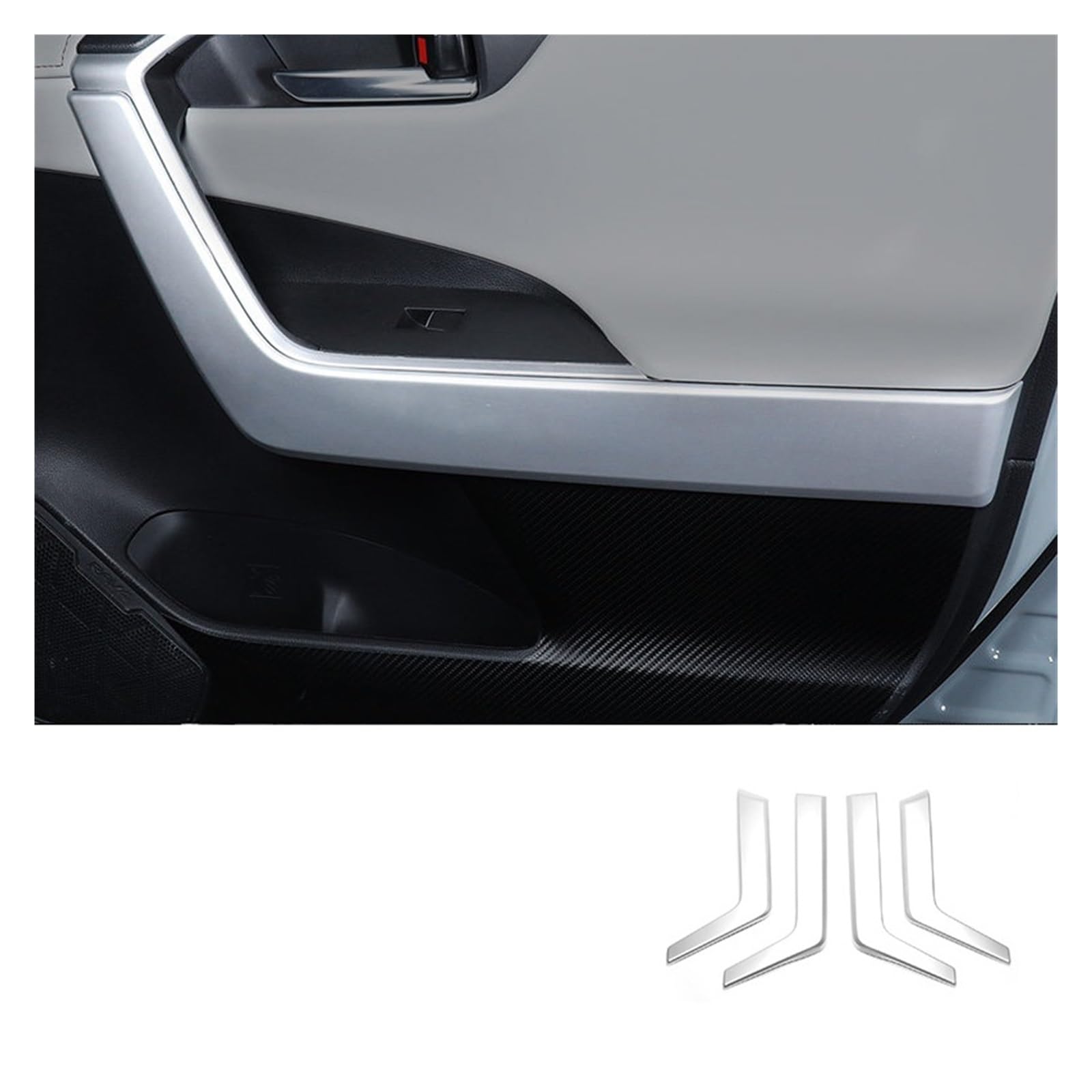 OGONGXM Kompatibel mit Toyota RAV4 XA50 2019 2020 2021 2022 2023 2024 RAV 4 Hybrid. Verkleidung der inneren Armlehnengriffabdeckung for die Autotür. Kratzfester Aufkleber(Silver) von OGONGXM