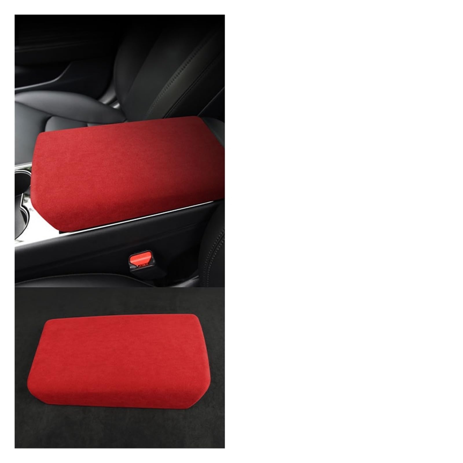 OGONGXM Ultrasuede Wildleder Wrap Auto Armlehne Box Panel Abdeckung ABS Trim Aufkleber Kompatibel for Tesla Modell 3 Y 2021 2020 2019 Innen Zubehör(Scarlet Red) von OGONGXM