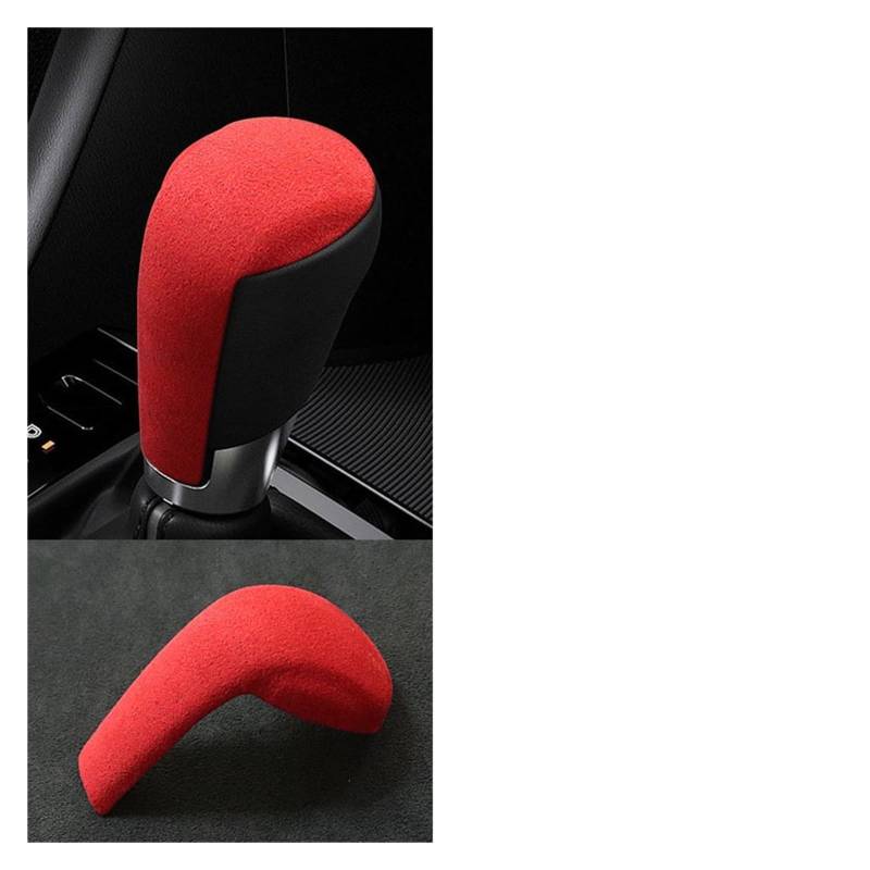 OGONGXM Wildleder-Wrap-Auto-Schaltknauf ABS-Trimmabdeckung Aufkleber Kompatibel for Mazda CX5 KF CX3 CX8 CX9 2 6 Innenzubehör(Scarlet Red) von OGONGXM