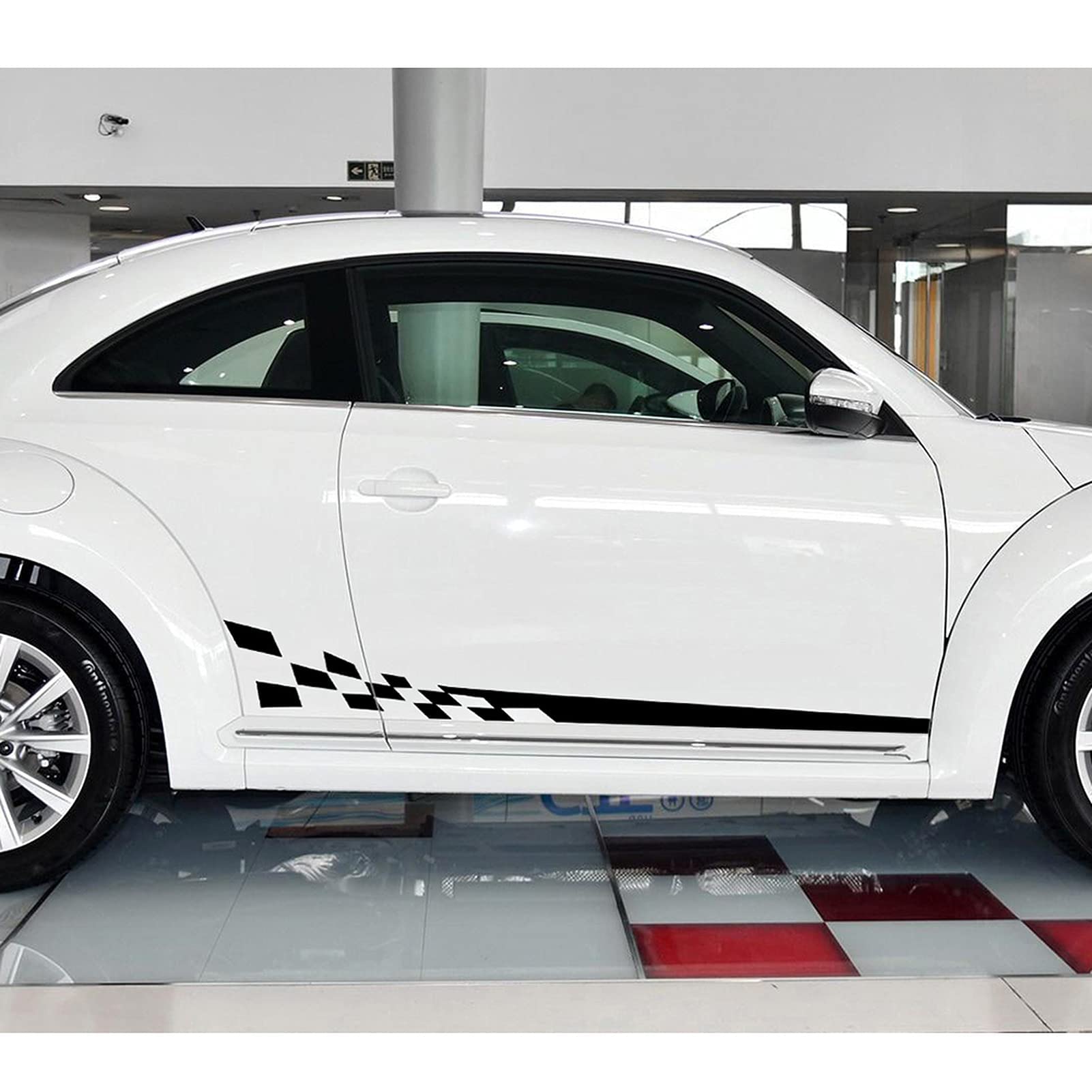 Auto Seitenschweller Aufkleber für VW Beetle,Auto Seitenstreifen Rock Dekor Aufkleber Karosserie Tür Aufkleber Außen Zubehör,A-Black von OGRAFF