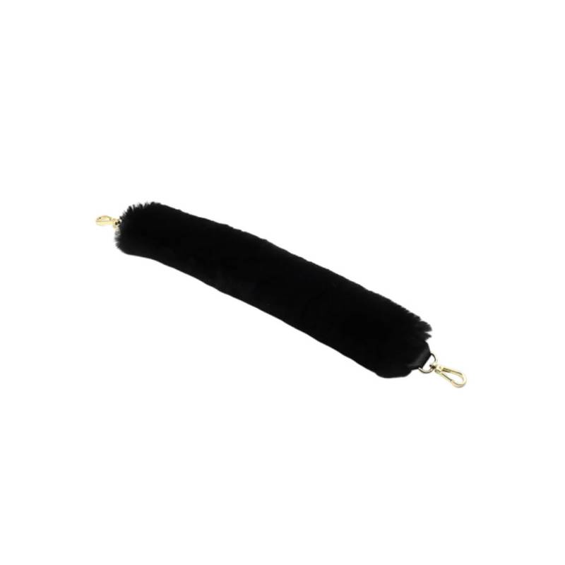 OHPHCALL Handtaschen Riemen Plüsch Kurzer Warmer Ersatzgriff mit Metallschnalle für Frauen für DIY Handtaschen und Einkaufstaschen im Winter Schwarz von OHPHCALL