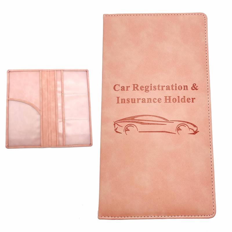 OHYER Schutzhülle für Handschuhfach führerschein hülle fahrzeugschein hülle Leder Autozulassung PU Leder Fahrzeug Handschuhfach Organizer Auto dokumentenhalter Manuelle Tasche Auto-Ordner (Rosa) von OHYER