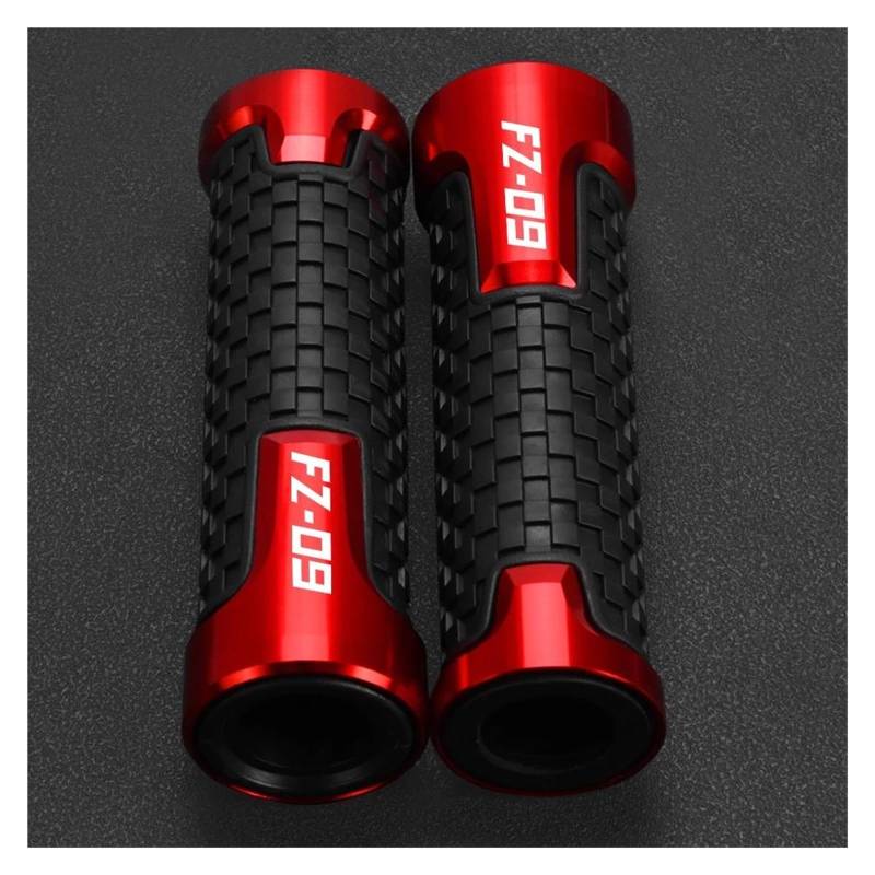 Aggressives Profilmuster 7/8 ''22mm Motorrad-Lenkergriffe Enden Griff Bar Cap Grip End Plugs Für Yamaha FZ-09 FZ09 FZ 09 2014-2020 2021 2023 2024 2025(Red Handle) von OJNHSFVPO