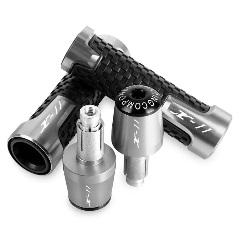 Aggressives Profilmuster 7/8 ''Anti-Rutsch-Griff Hand Motorrad-Lenker Lenkergriffe Endstopfen Für X11 1999-2002 2000 2001 2002 2003 X-11 X 11(Silver Black) von OJNHSFVPO