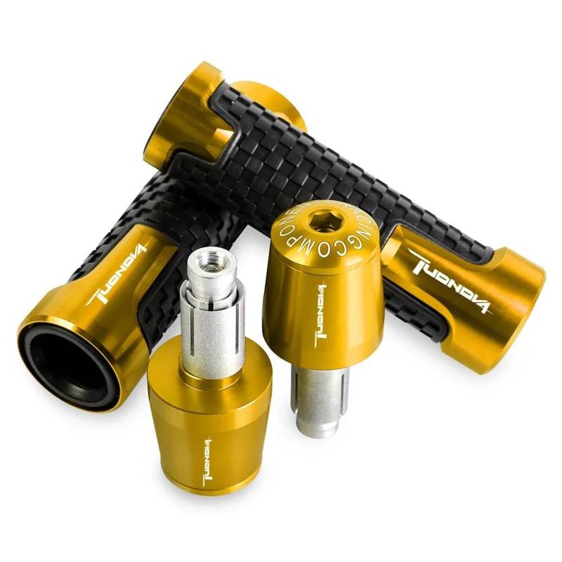 Aggressives Profilmuster 7/8 ''Anti-Rutsch-Griff Hand Motorrad-Lenkergriffe Endstopfen Für Aprilia Tuono RS4 RSV4 V4 2017 2018 2019 2021 2022-2025(Gold) von OJNHSFVPO