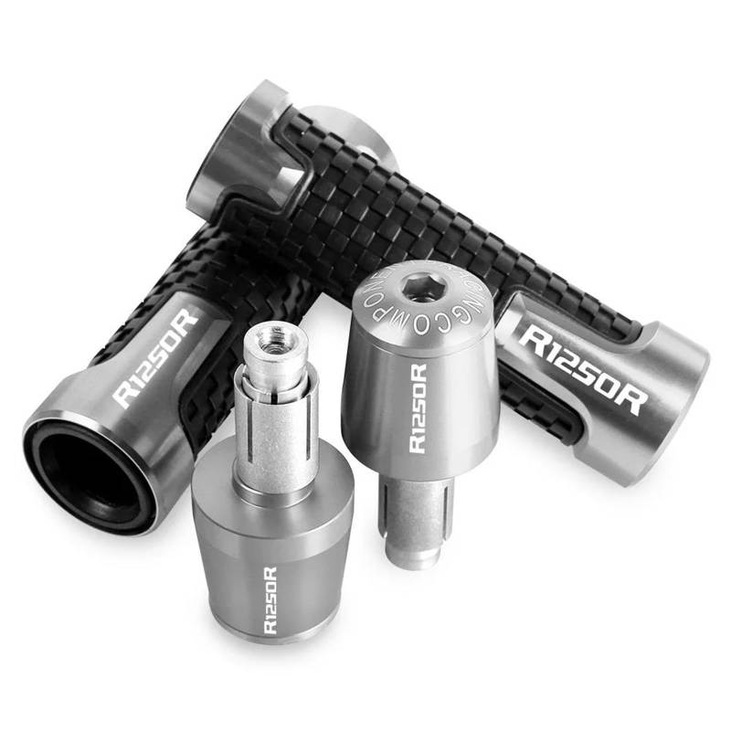 Aggressives Profilmuster 7/8 ''Anti-Rutsch-Griff Hand Motorrad-Lenkergriffe Endstopfen Für BMW R1250R R 1250 R 2019 2020 2021 2022 2023-2025(Silver) von OJNHSFVPO