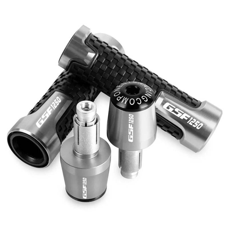 Aggressives Profilmuster 7/8 ''Anti-Rutsch-Griff Hand Motorrad-Lenkergriffe Endstopfen Für Suzuki GSF1250 GSF 1250 2007 2008 2009 2010-2015(Silver) von OJNHSFVPO