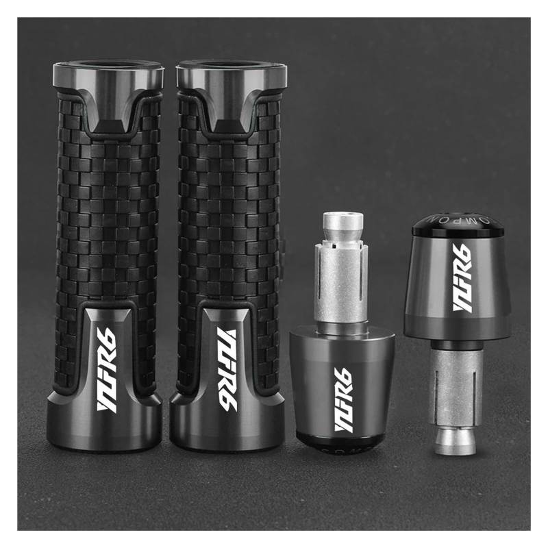 Aggressives Profilmuster CNC 7/8 "22MM Motorrad-Lenkergriffe Lenkerkappe Endstopfen Für Yamaha YZFR6 YZF R6 2005-2021 YZF-R6 RACE 2022 2023-2024 2025(Grey set) von OJNHSFVPO