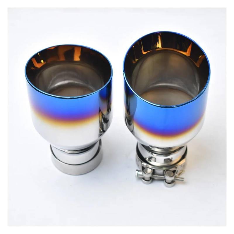 Endrohr Auto Blau Gebrannter Edelstahlflansch Auspuffendrohrschräge FÜR Kantenschalldämpferspitze 1 Stück Auspuff Endrohr(IN 63 Out 89 mm) von OJTEMHBH