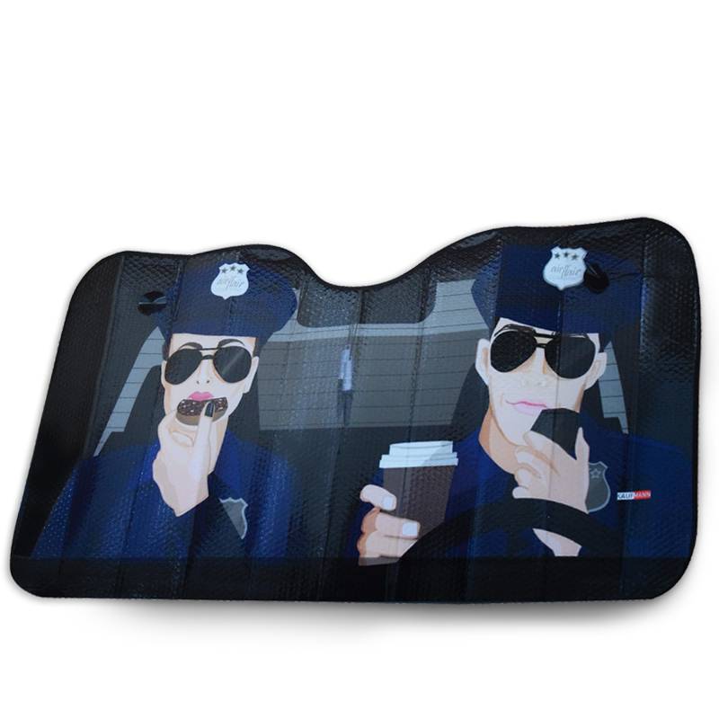 OK Cars AZ-SAA-042 Auto Frontscheibe, Sonnenschutz für die Windschutzscheibe, Frontscheibenabdeckung mit Motiv Polizei, 130x70cm von OK Cars