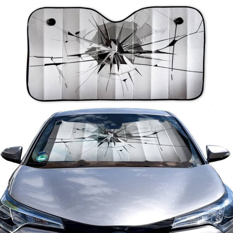 OK Cars AZ-SAA-047 Auto Sonnenschutz Frontscheibe, Sonnenblende für die Windschutzscheibe, Frontscheibenabdeckung mit Motiv"Glas", Maße: 130x70cm von OK Cars