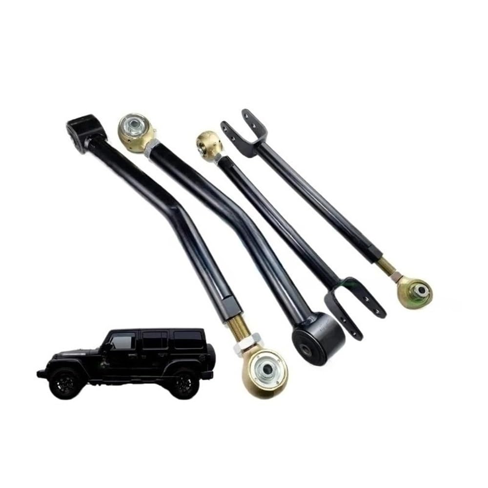 4-teiliger einstellbarer Sturz-Querlenker, kompatibel mit Jeep Wrangler III JK 2007–2017 52059976AE 520599797F, 0–6 Zoll Hub, angehobener Kfz-Ersatz-Querlenkerbuchsensatz(Front (4 Pcs)) von OLCYBDFC
