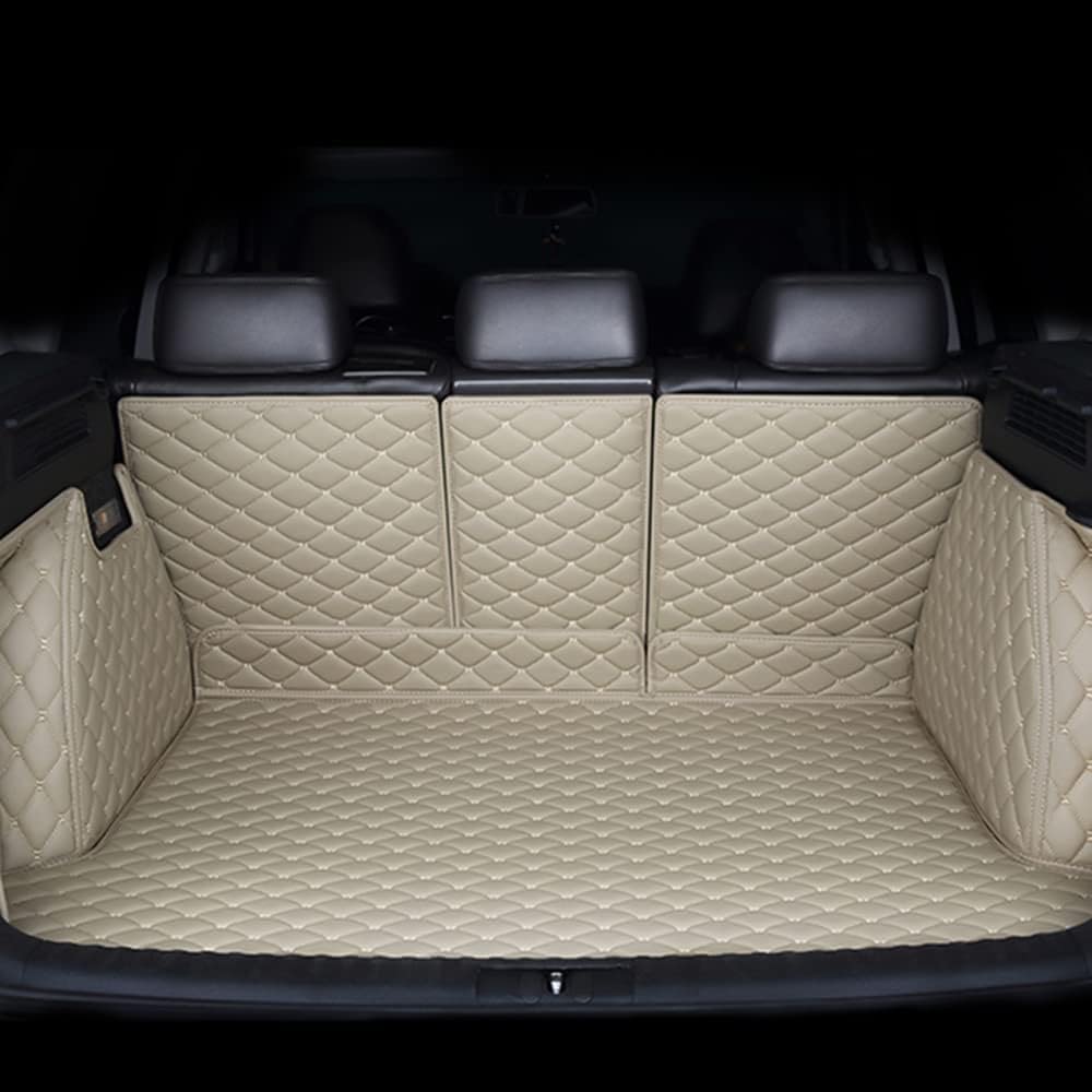Auto Leder Kofferraummatte für Mercedes-Benz GLK X204 2008-2015, Antirutschmatte Kofferraum Schutzmatte Kofferraumschutz, Auto Zubehör,E/Beige von OLOI