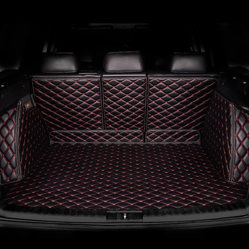 Auto Leder Kofferraummatte für Mini Clubman (F54, Facelift 2019) 2019 2020 2021 2022, Antirutschmatte Kofferraum Schutzmatte Kofferraumschutz, Auto Zubehör,C/Black-red von OLOI