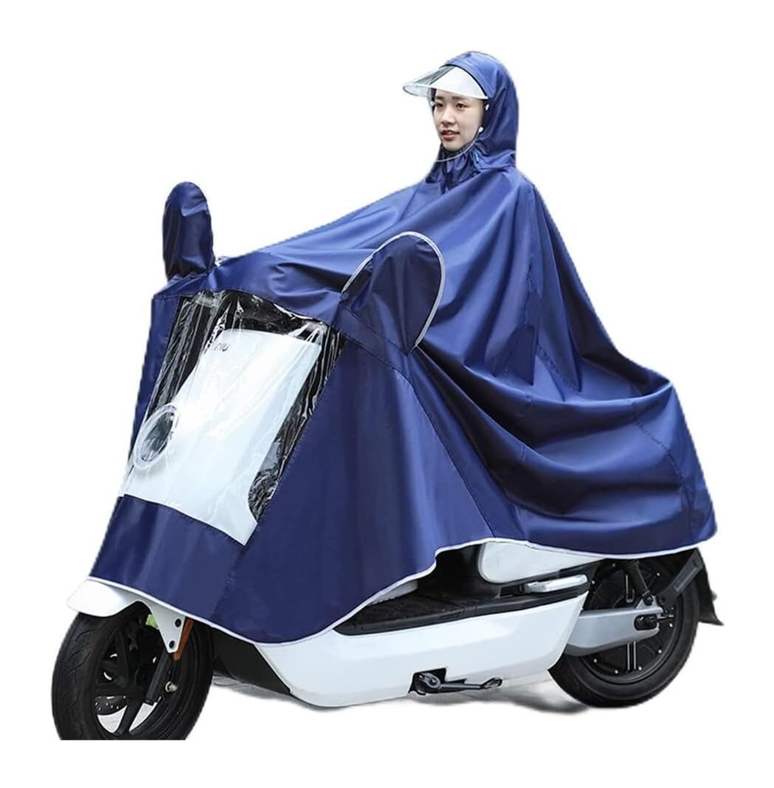 OLSDXAWQ， Regen Poncholity Scooter Cover Larrain Cape Coatlity Scooter Motorrad Regenmantel Regenschutz(Navy Blue,Single 4Xl) von OLSDXAWQ
