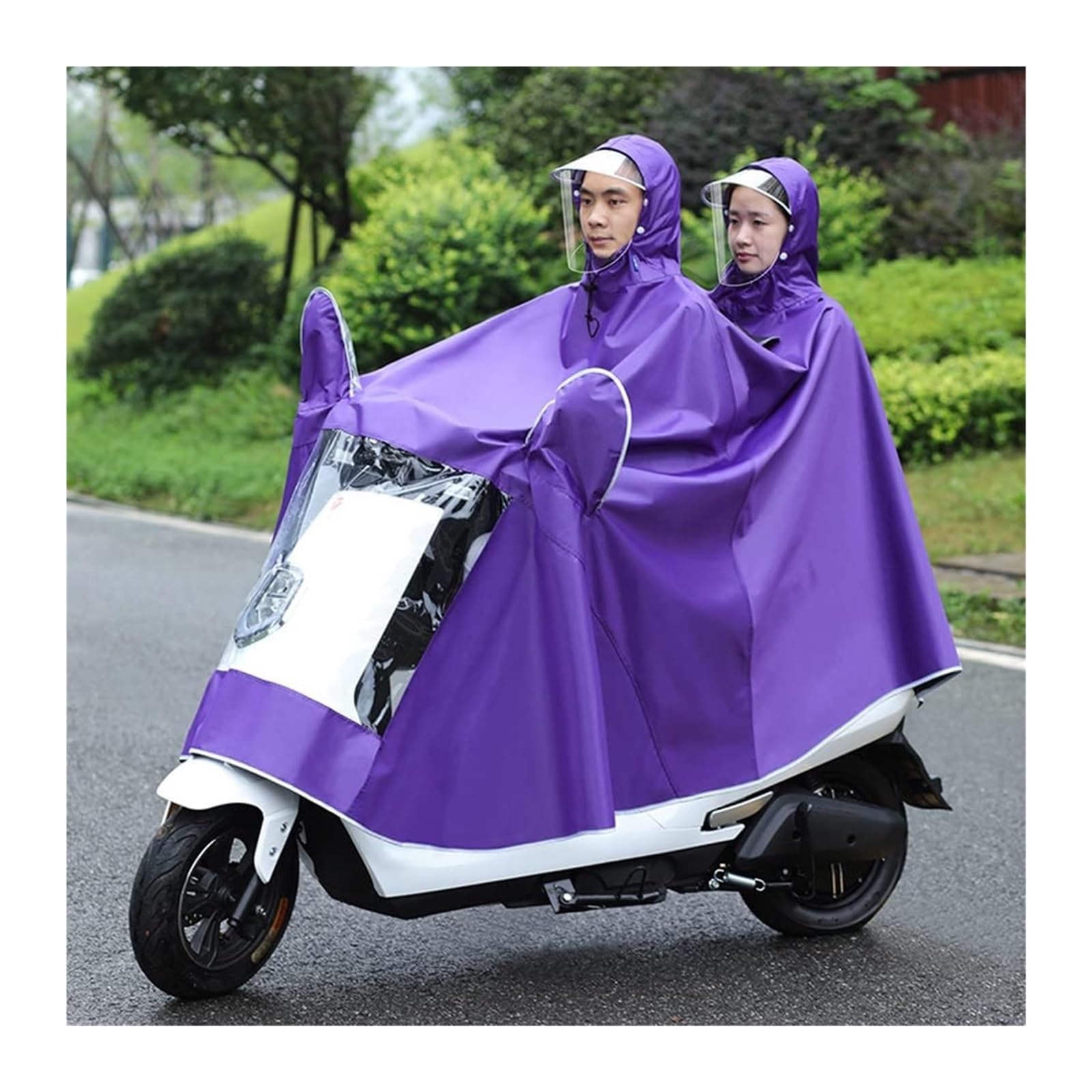 OLSDXAWQ， Regen Poncholity Scooter Cover Larrain Cape Coatlity Scooter Motorrad Regenmantel Regenschutz(Purple,Double 4Xl) von OLSDXAWQ