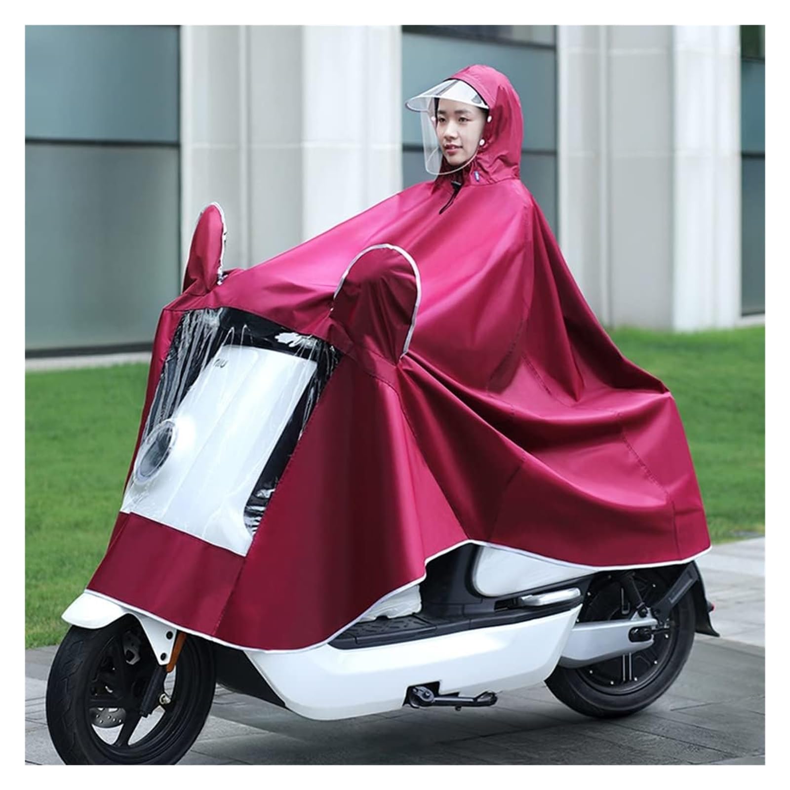 OLSDXAWQ， Regen Poncholity Scooter Cover Larrain Cape Coatlity Scooter Motorrad Regenmantel Regenschutz(Red,Single 4Xl) von OLSDXAWQ