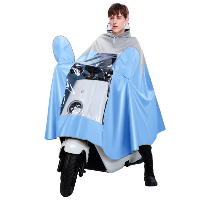 OLSDXAWQ， Regen-Rad-Regenmantel, mit Kapuze, winddichter Regenumhang, for Fahrrad, E-Bike, Motorrad(Blu,4XL) von OLSDXAWQ