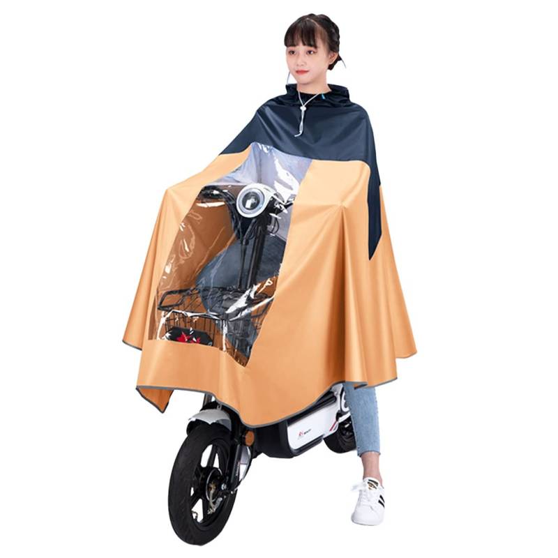 OLSDXAWQ， Regen-Rad-Regenmantel, mit Kapuze, winddichter Regenumhang, for Fahrrad, E-Bike, Motorrad(Oran,4XL) von OLSDXAWQ