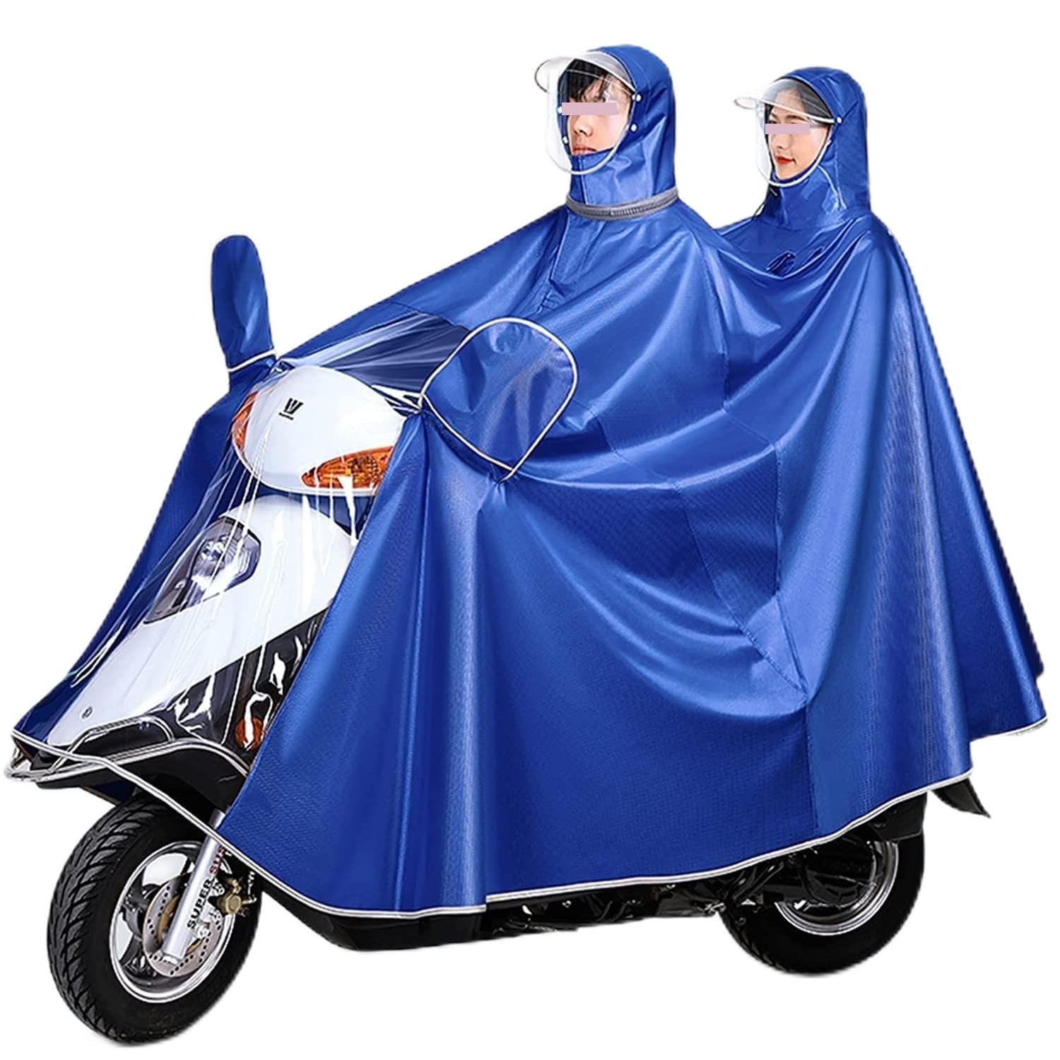 OLSDXAWQ， Regen-Regenschutz for Rollstuhlfahrer mit Kapuze, Fahrrad-Regenmantel for Doppel- und Einzelfahrräder mit doppeltem Verwendungszweck(Blu,L) von OLSDXAWQ
