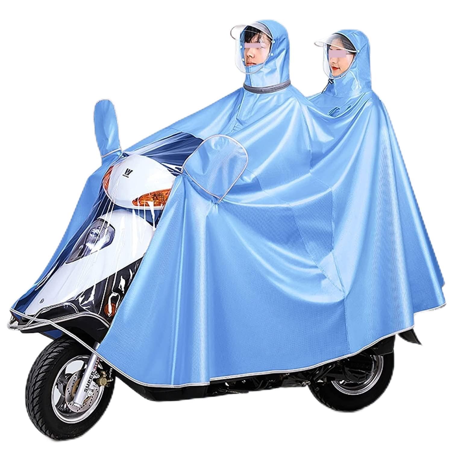 OLSDXAWQ， Regen-Regenschutz for Rollstuhlfahrer mit Kapuze, Fahrrad-Regenmantel for Doppel- und Einzelfahrräder mit doppeltem Verwendungszweck(Light Blue,L) von OLSDXAWQ
