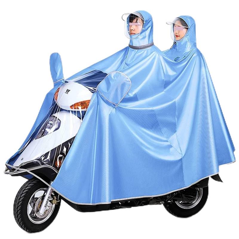 OLSDXAWQ， Regen-Regenschutz for Rollstuhlfahrer mit Kapuze, Fahrrad-Regenmantel for Doppel- und Einzelfahrräder mit doppeltem Verwendungszweck(Light Blue,L) von OLSDXAWQ