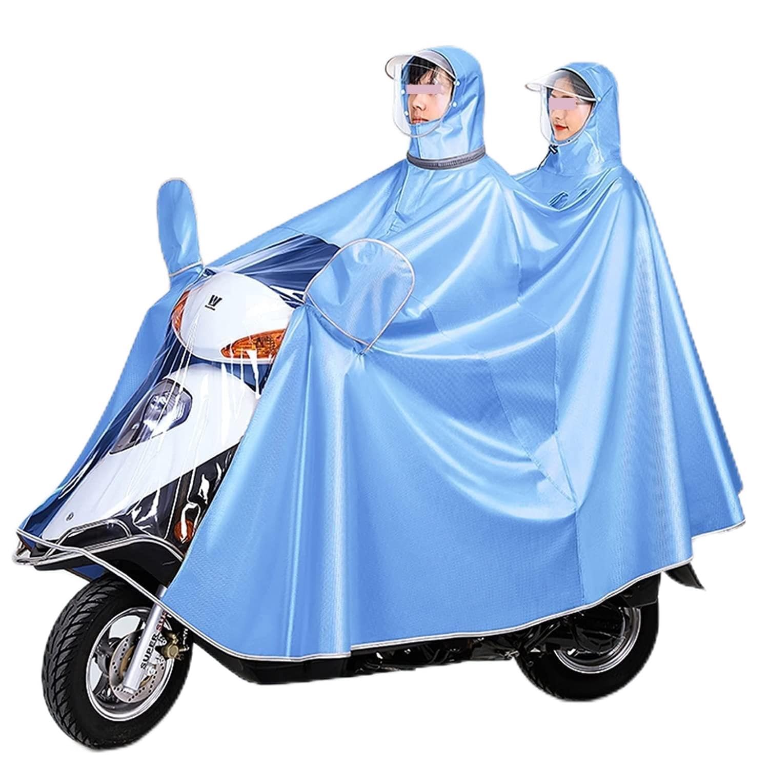 OLSDXAWQ， Regen-Regenschutz for Rollstuhlfahrer mit Kapuze, Fahrrad-Regenmantel for Doppel- und Einzelfahrräder mit doppeltem Verwendungszweck(Light Blue,M) von OLSDXAWQ