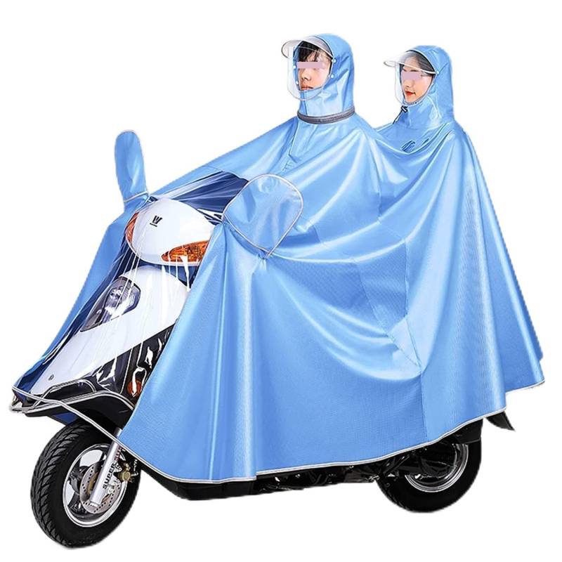 OLSDXAWQ， Regen-Regenschutz for Rollstuhlfahrer mit Kapuze, Fahrrad-Regenmantel for Doppel- und Einzelfahrräder mit doppeltem Verwendungszweck(Light Blue,M) von OLSDXAWQ