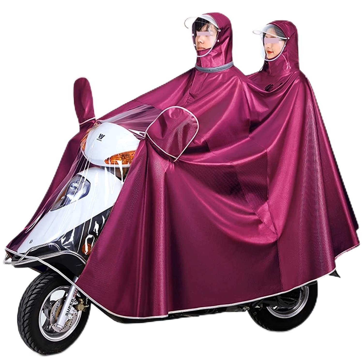 OLSDXAWQ， Regen-Regenschutz for Rollstuhlfahrer mit Kapuze, Fahrrad-Regenmantel for Doppel- und Einzelfahrräder mit doppeltem Verwendungszweck(Red,L) von OLSDXAWQ