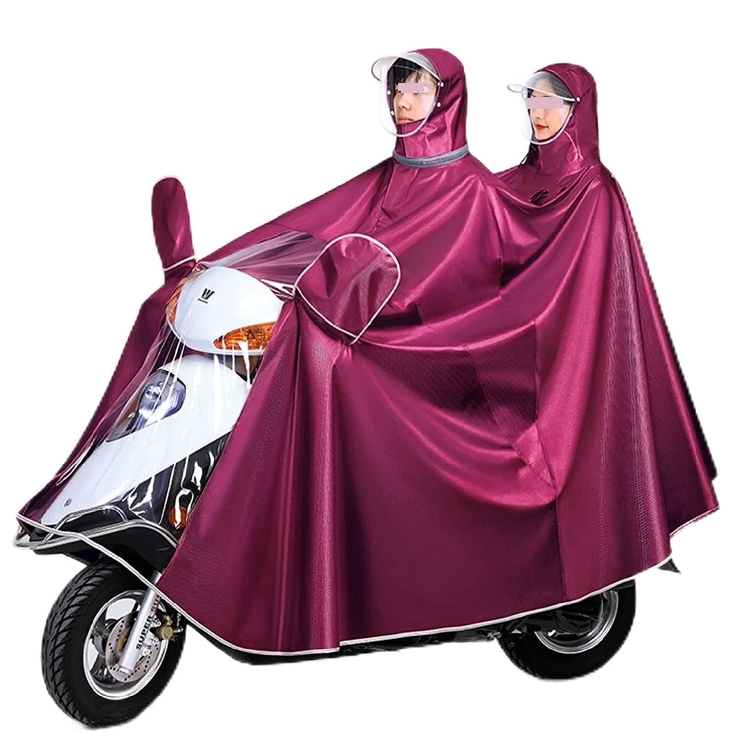 OLSDXAWQ， Regen-Regenschutz for Rollstuhlfahrer mit Kapuze, Fahrrad-Regenmantel for Doppel- und Einzelfahrräder mit doppeltem Verwendungszweck(Red,M) von OLSDXAWQ