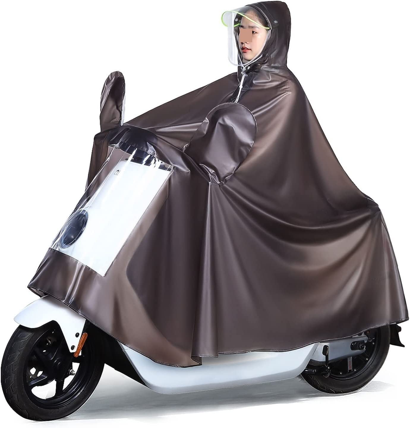 OLSDXAWQ， Regenponcho Radfahren Cape Regenmantel Jacke Umhänge Radfahren Regen Regenponcho mit Kapuze(Bruin) von OLSDXAWQ