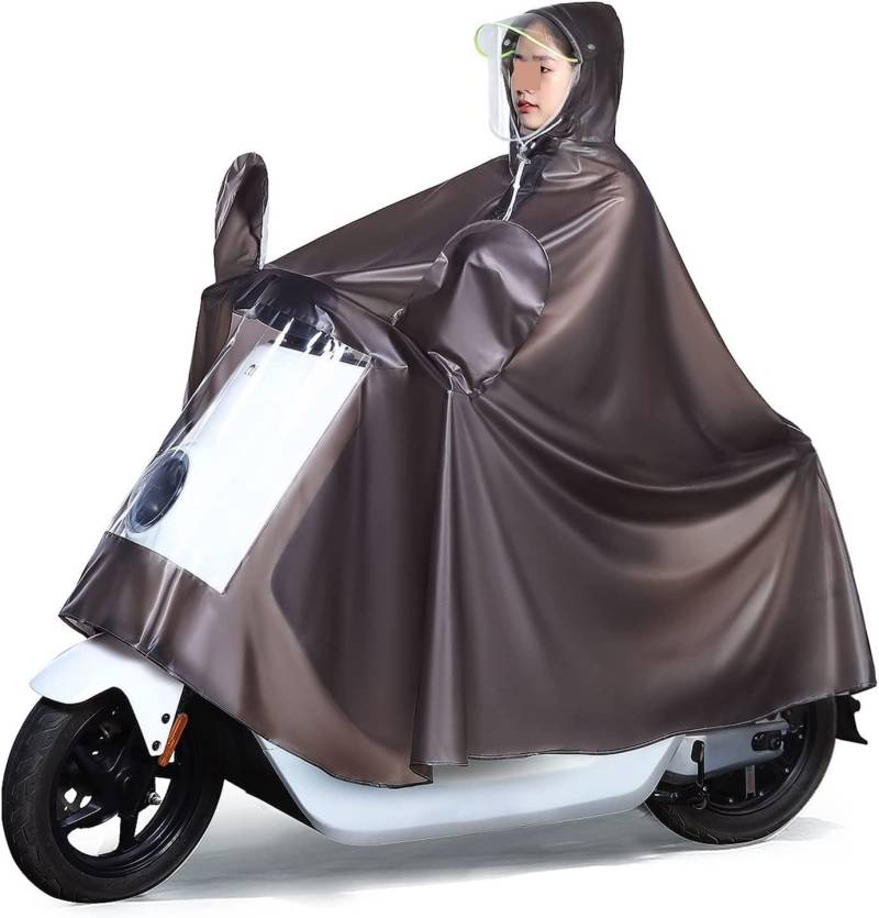 OLSDXAWQ， Regenponcho Radfahren Cape Regenmantel Jacke Umhänge Radfahren Regen Regenponcho mit Kapuze(Bruin) von OLSDXAWQ