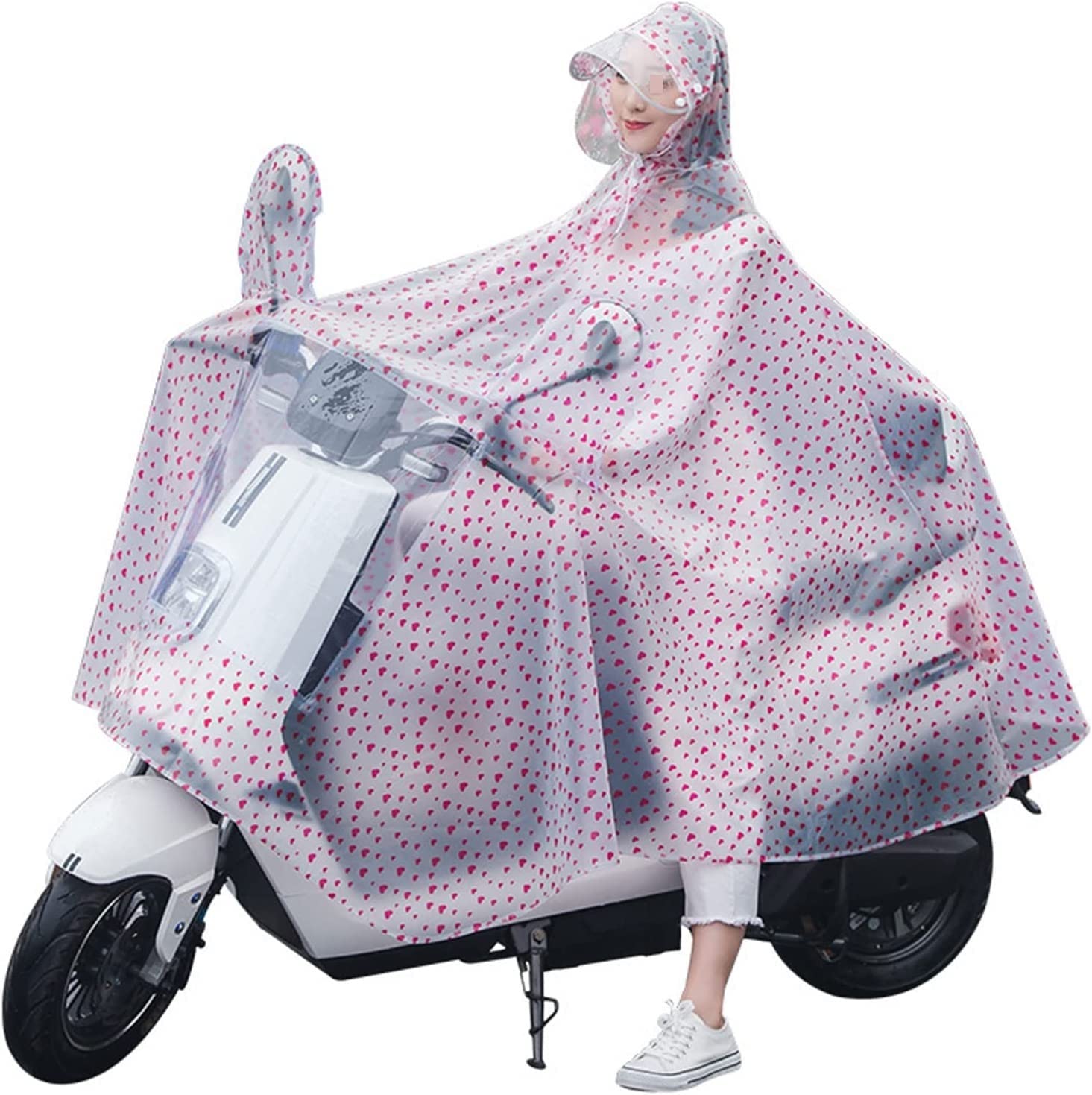 OLSDXAWQ， Regenponcho Radfahren Cape Regenmantel Jacke Umhänge Radfahren Regen Regenponcho mit Kapuze(Love Red) von OLSDXAWQ