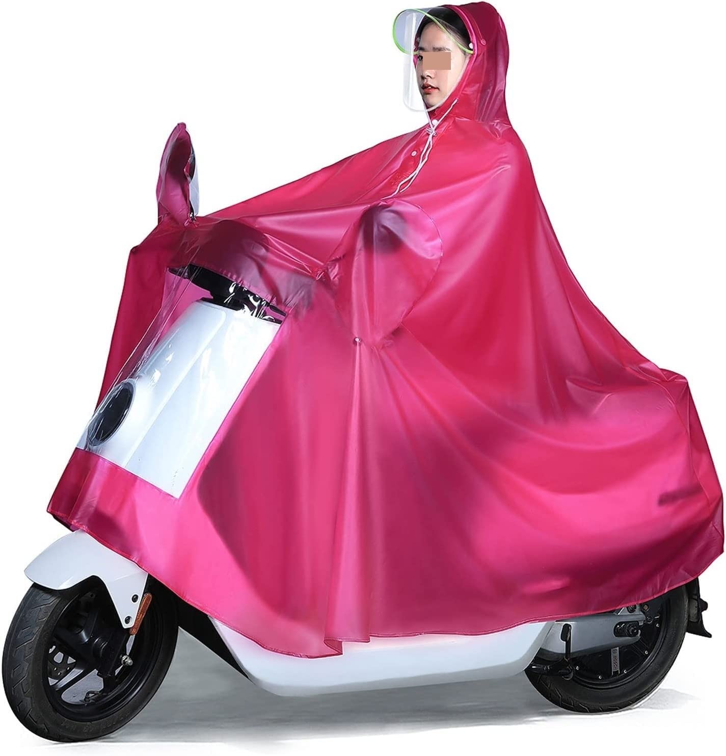 OLSDXAWQ， Regenponcho Radfahren Cape Regenmantel Jacke Umhänge Radfahren Regen Regenponcho mit Kapuze(Rose Red) von OLSDXAWQ