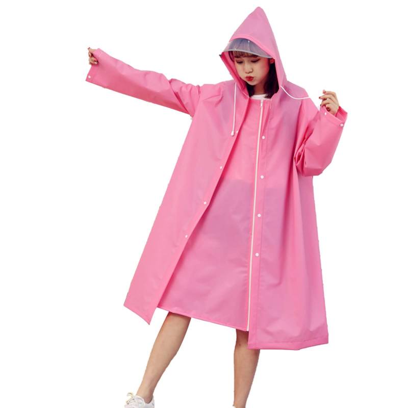 OLSDXAWQ， Regenponcho for Erwachsene, Reurain Poncho Eva, atmungsaktiver Regenponcho mit Kapuze, Outdoor-Fahrrad- und Fahrrad-Regenmantel(Rose,L) von OLSDXAWQ