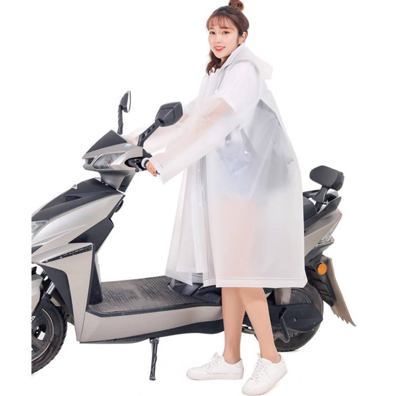 OLSDXAWQ， Regenponcho for Erwachsene, Reurain Poncho Eva, atmungsaktiver Regenponcho mit Kapuze, Outdoor-Fahrrad- und Fahrrad-Regenmantel(Wit,M) von OLSDXAWQ