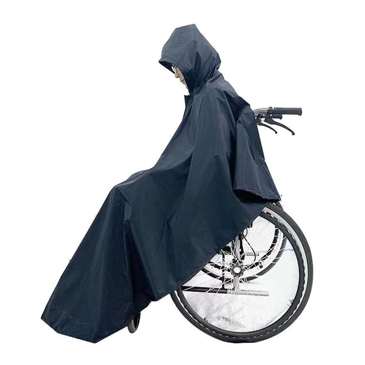 OLSDXAWQ， Rollstuhl-Regenmantel, Kapuzenponcho mit reflektierenden Streifen, Regenmantel, Regenumhang(Black) von OLSDXAWQ