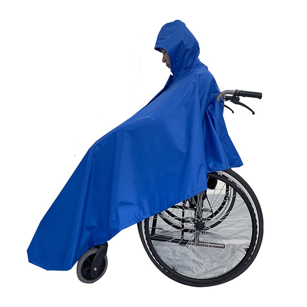 OLSDXAWQ， Rollstuhl-Regenmantel, Kapuzenponcho mit reflektierenden Streifen, Regenmantel, Regenumhang(Blu) von OLSDXAWQ