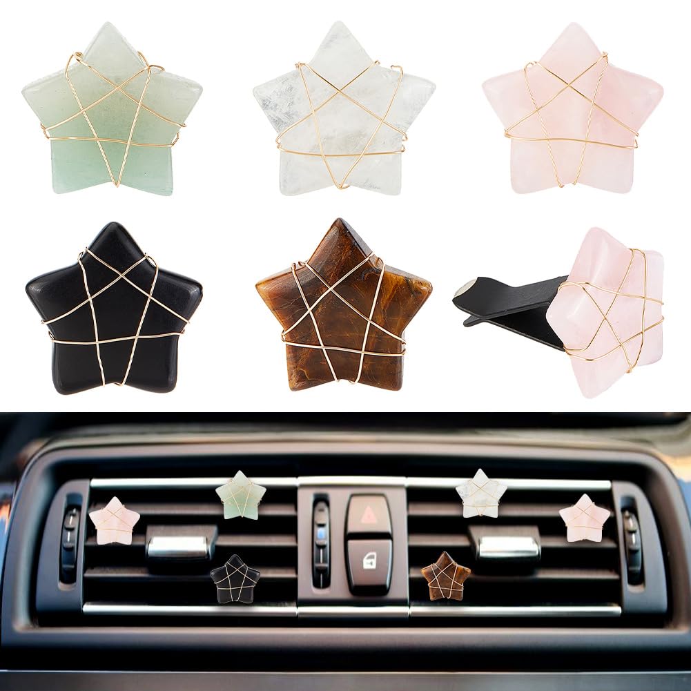 OLYCRAFT 5 Stück Sternförmige Kristallsteine Auto Lüftungsclips Natürlicher Edelstein Auto Lüftungsclips Pentagramm Steine Autozubehör Mit Kupferdraht Für Auto Lüftungsschlitz Zubehör - 5 Stile OLYCRAFT 5 Stück Sternförmige Kristallsteine Auto Lüftungsclips Natürlicher Edelstein Auto Lüftungsclips Pentagramm Steine Autozubehör Mit Kupferdraht Für Auto Lüftungsschlitz Zubehör - 5 Stile von OLYCRAFT