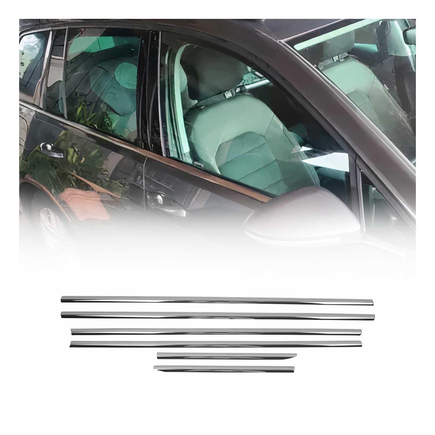 OMAC Fensterleisten Zierleisten kompatibel mit VW Golf mk7 Variant 2013-2020 Edelstahl Chrom 6X von OMAC