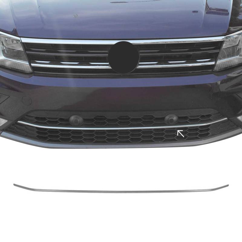 OMAC Kühlergrill Leisten Grillleisten kompatibel mit VW Tiguan/Allspace 2016-2024 Chrom Silber von OMAC