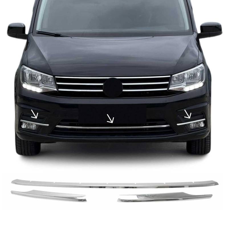 OMAC Kühlergrill Leisten Grillleisten kompatibel mit VW Caddy 2015-2020 Edelstahl Silber 3tlg von OMAC