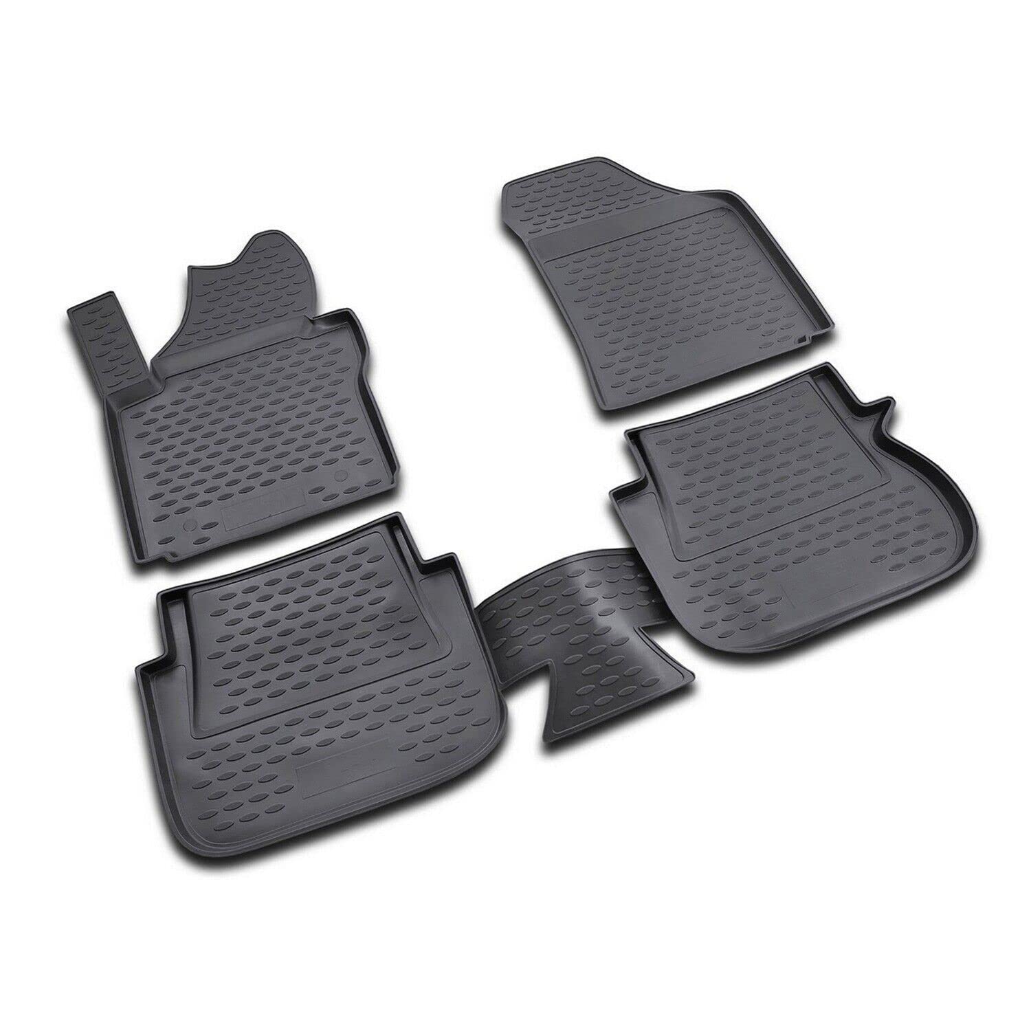 OMAC Gummimatten Fußmatten kompatibel mit VW Caddy 2007-2014 TPE Automatten Schwarz 4X von OMAC