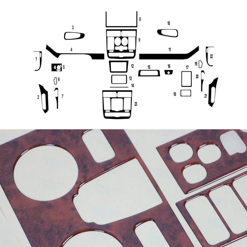 OMAC Innenraum Dekor Cockpit kompatibel mit Mercedes Vito W639 2006-2014 25tlg Wurzelholz Optik von OMAC