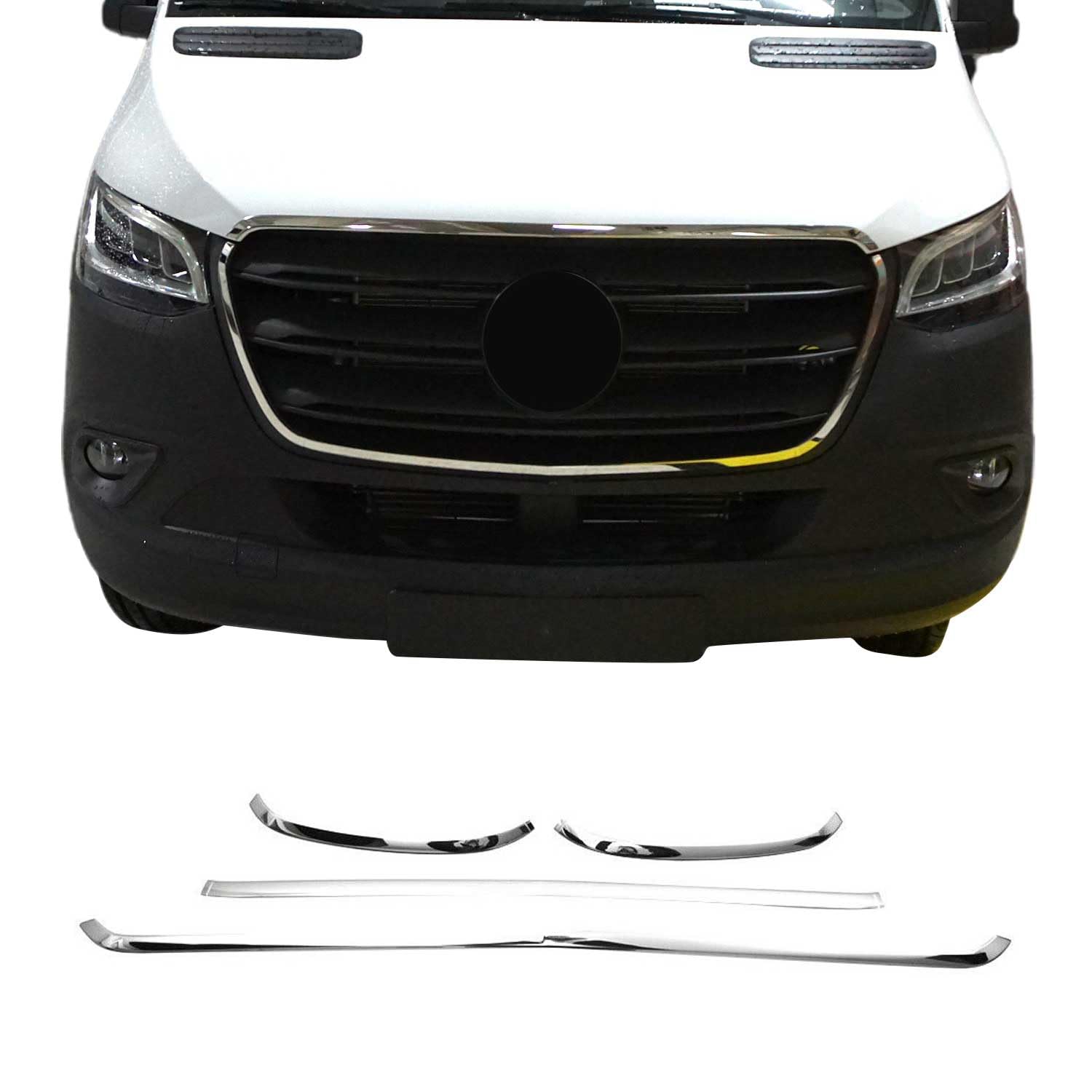 Kühlergrill Leiste Grillleisten für Mercedes Sprinter 907 910 2018-2025 Chrom 4x Kühlergrill Leiste Grillleisten für Mercedes Sprinter 907 910 2018-2025 Chrom 4x von OMAC