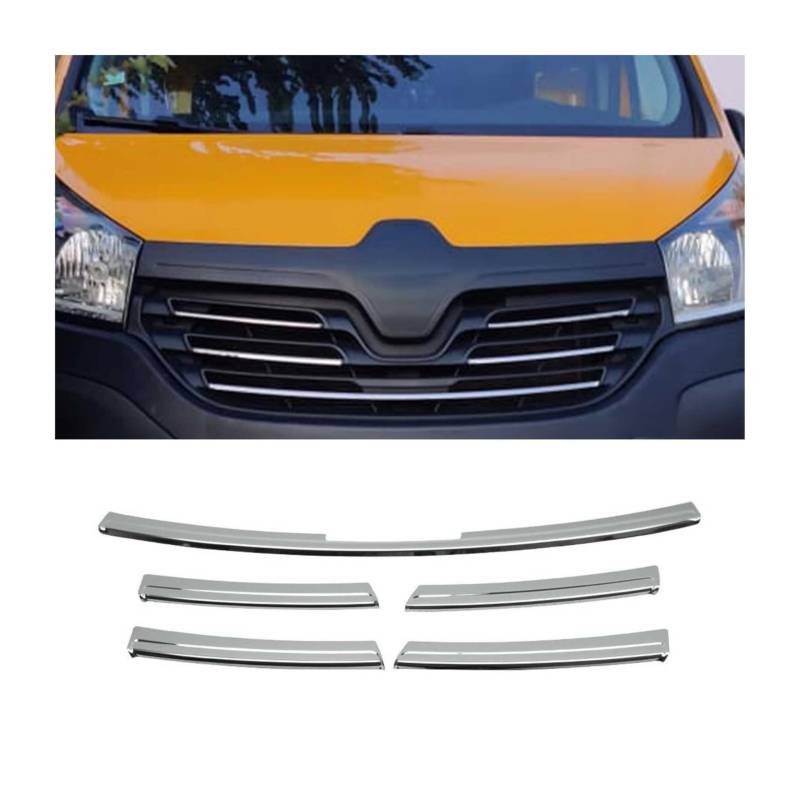 OMAC Kühlergrill Leisten Grillleisten kompatibel mit Renault Trafic III Edelstahl Silber 5tlg von OMAC